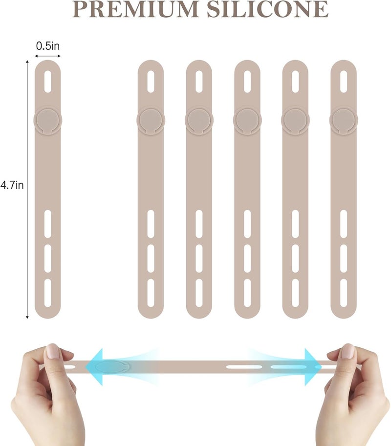 Donruby 30Pcs Silicone Cable Ties - Reusable & Washable with Adjustable Locking Buckles, High Elasticity Cable Management Straps for Home, Office, School, Travel Essential Cord Organizer (Khaki) - Image 2